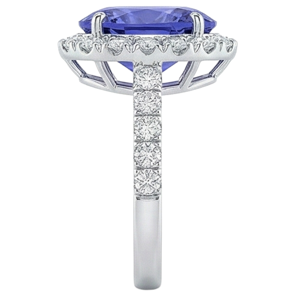 echter oval tansanit 18Karat ring auf Weiß