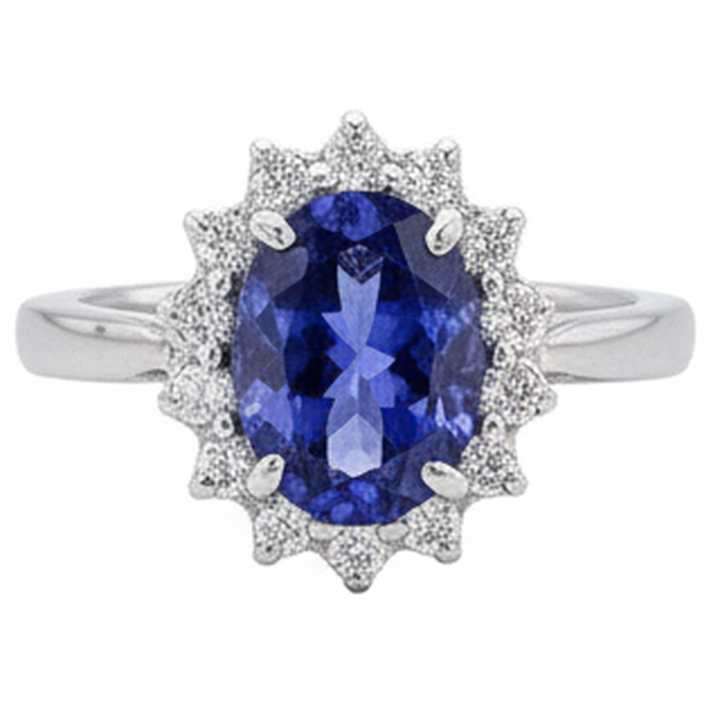 Großer ovaler Tansanit Stein Fancy Ring 1,95 Karat Aus der Erde Abgebauter Natürlicher Diamantschmuck Gold