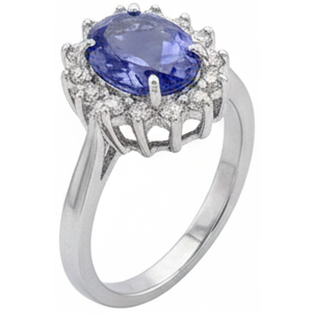 Großer ovaler Tansanit Stein Fancy Ring 1,95 Karat Aus der Erde Abgebauter Natürlicher Diamantschmuck Gold