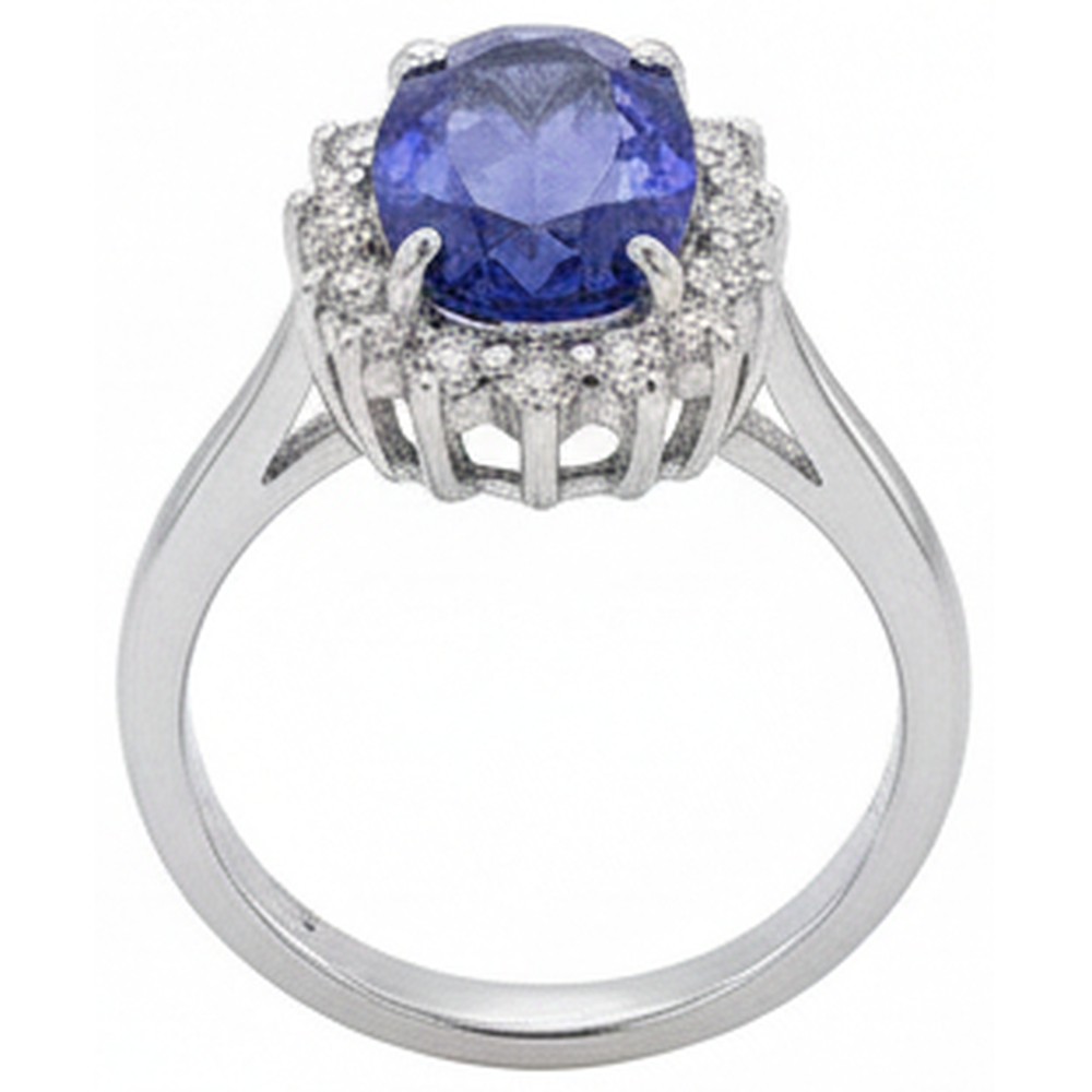 Großer ovaler Tansanit Stein Fancy Ring 1,95 Karat Aus der Erde Abgebauter Natürlicher Diamantschmuck Gold