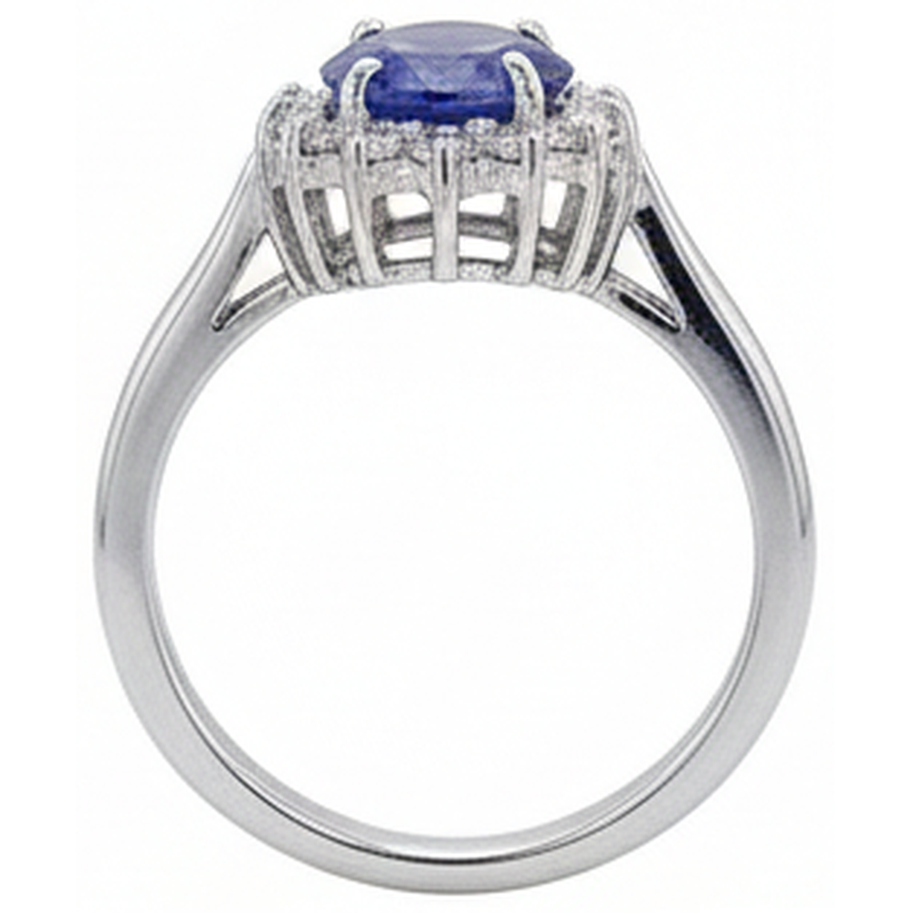 Großer ovaler Tansanit Stein Fancy Ring 1,95 Karat Aus der Erde Abgebauter Natürlicher Diamantschmuck Gold