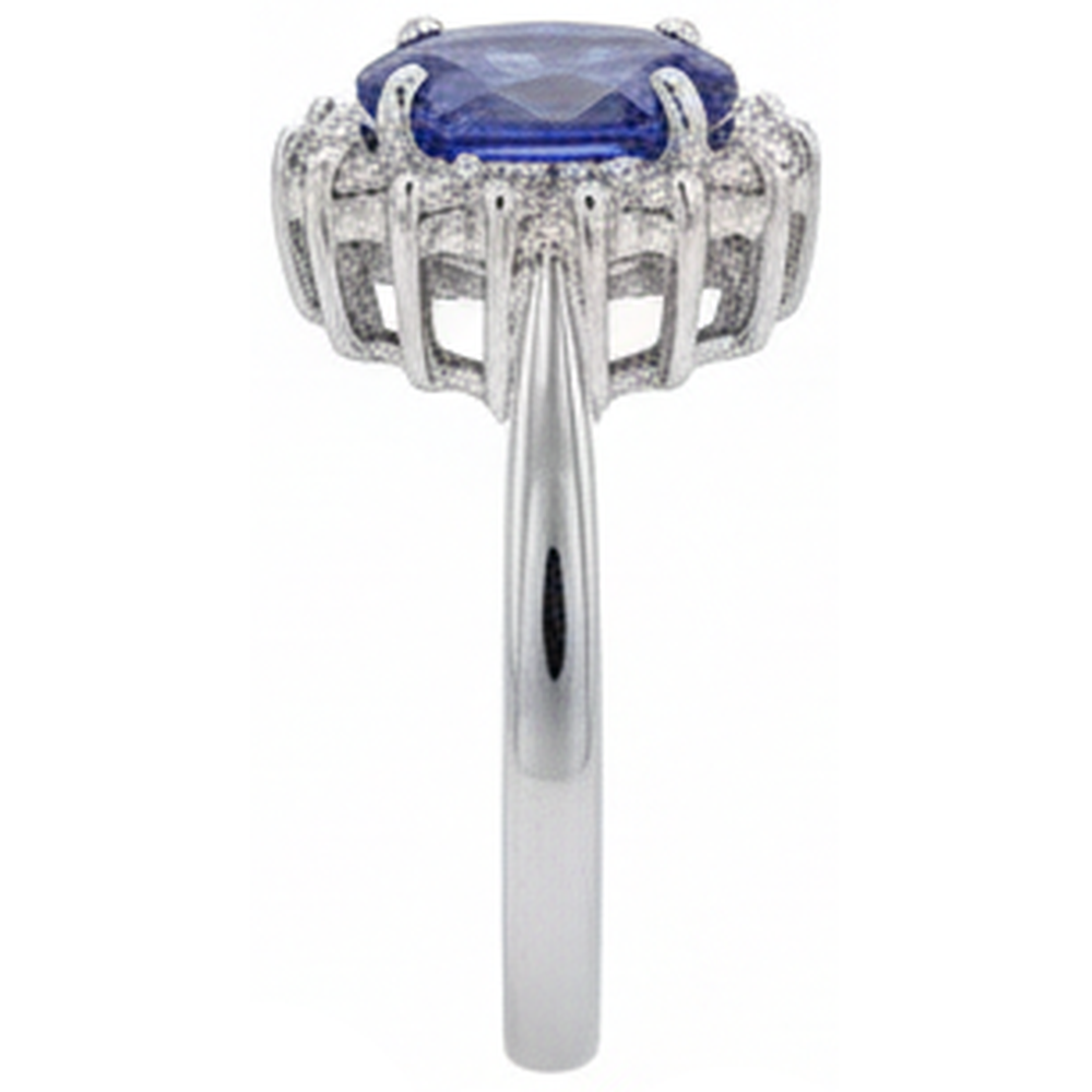 Großer ovaler Tansanit Stein Fancy Ring 1,95 Karat Aus der Erde Abgebauter Natürlicher Diamantschmuck Gold