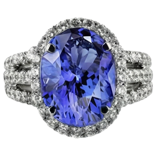 echter oval tansanit 6.70Karat ring Seitenansicht