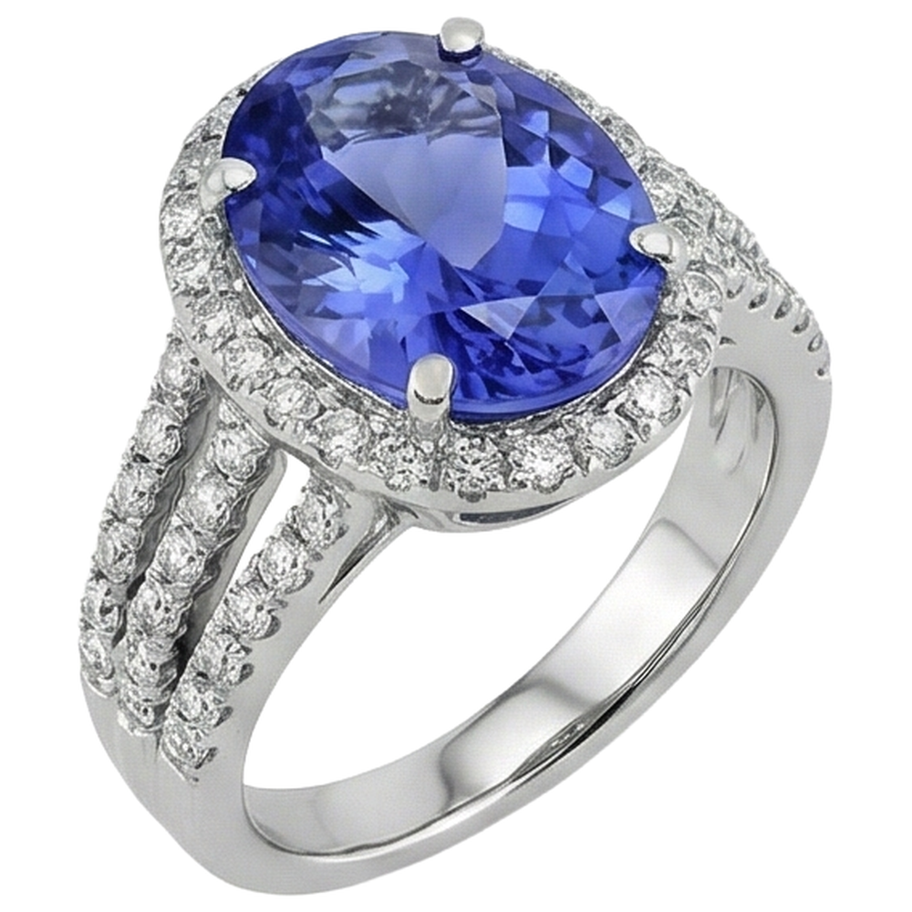 echter oval tansanit 6.70Karat ring Profilansicht