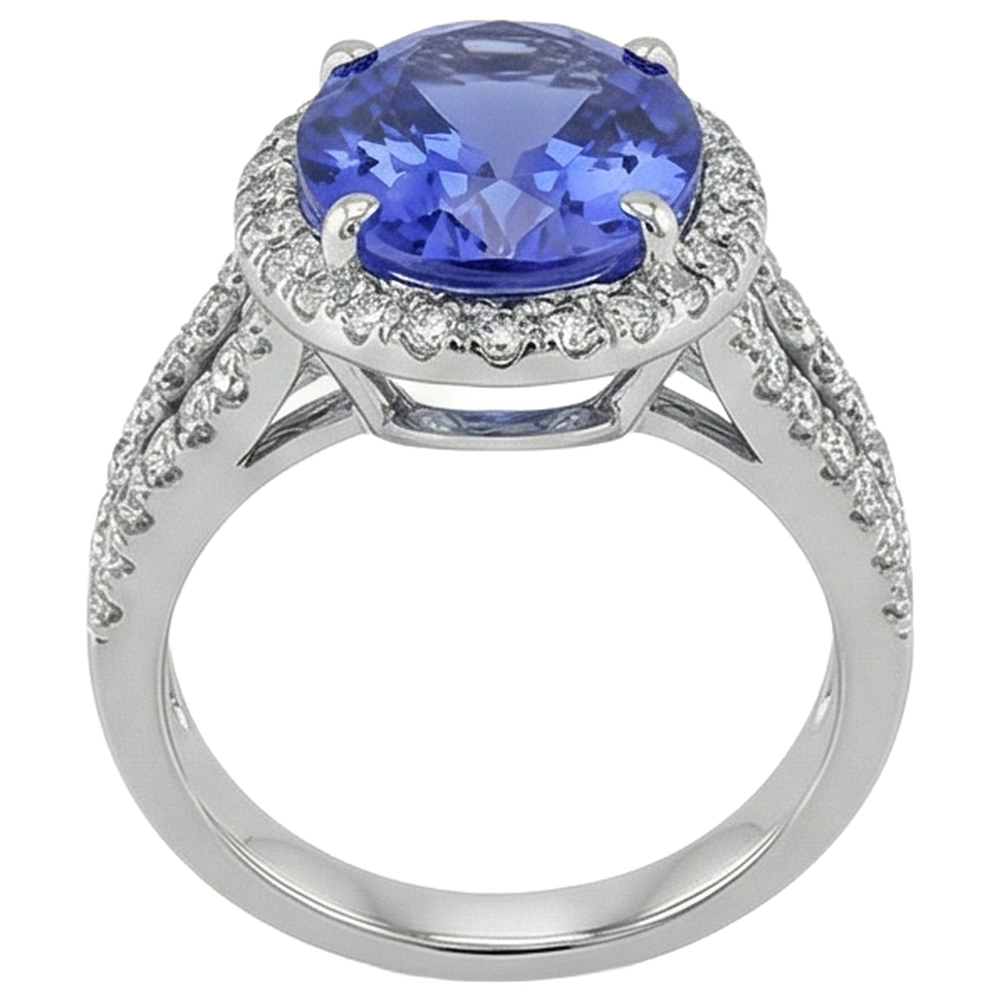 echter oval tansanit 6.70Karat ring Draufsicht