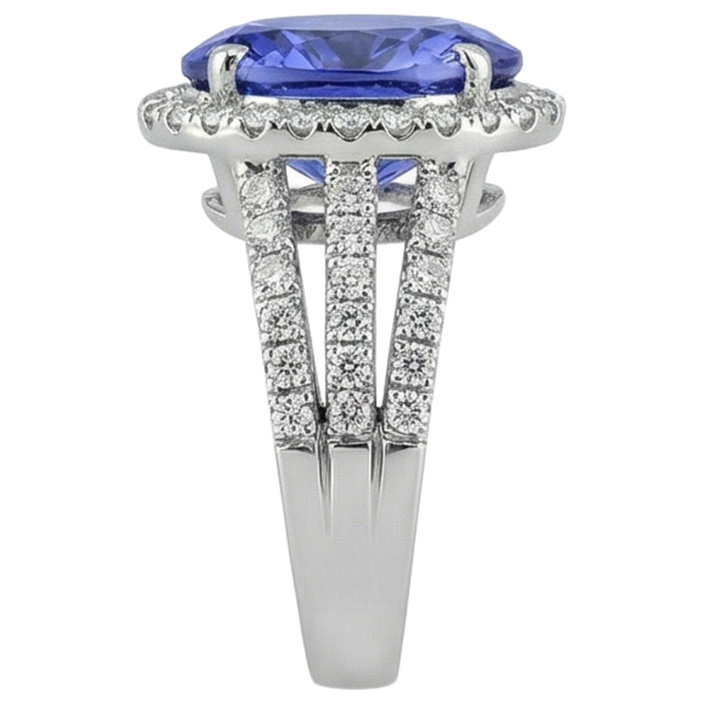 echter oval tansanit 6.70Karat ring auf Weiß