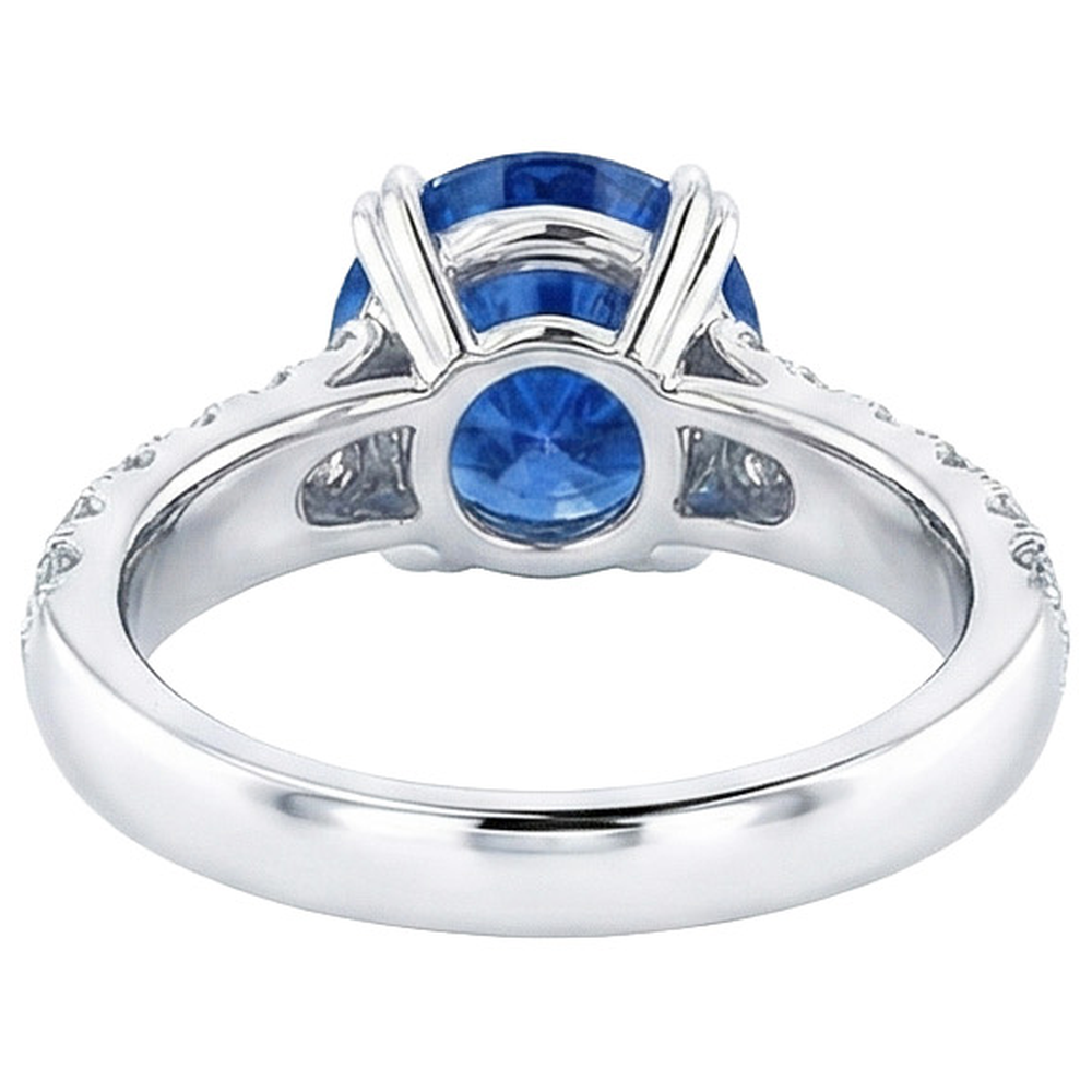 Großer runder Aus der Erde Abgebauter Natürlicher Diamantring echter blauer Saphir 6 Karat Krappenset Gold