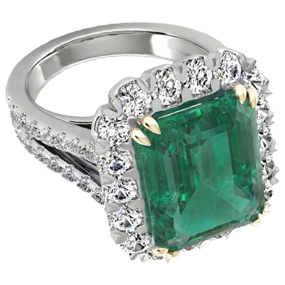 Grün Smaragd-Aus der Erde Abgebauter Natürlicher Diamant-Ring
