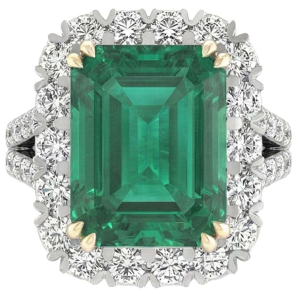 Grün Smaragd-Aus der Erde Abgebauter Natürlicher Diamant-Ring