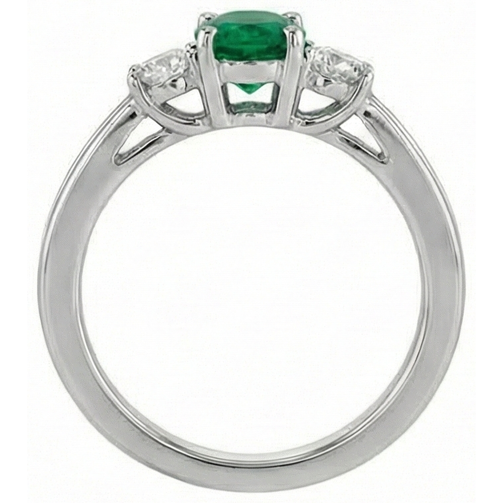 Grün Smaragd Mit Aus der Erde Abgebauter Natürlicher Diamant-Verlobungsring 3-Stein-Krappen-Set 2,50 ct. WG 14K