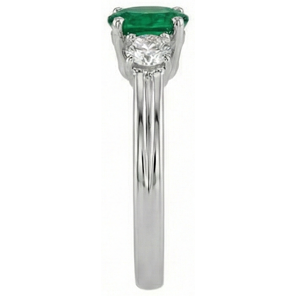 Grün Smaragd Mit Aus der Erde Abgebauter Natürlicher Diamant-Verlobungsring 3-Stein-Krappen-Set 2,50 ct. WG 14K