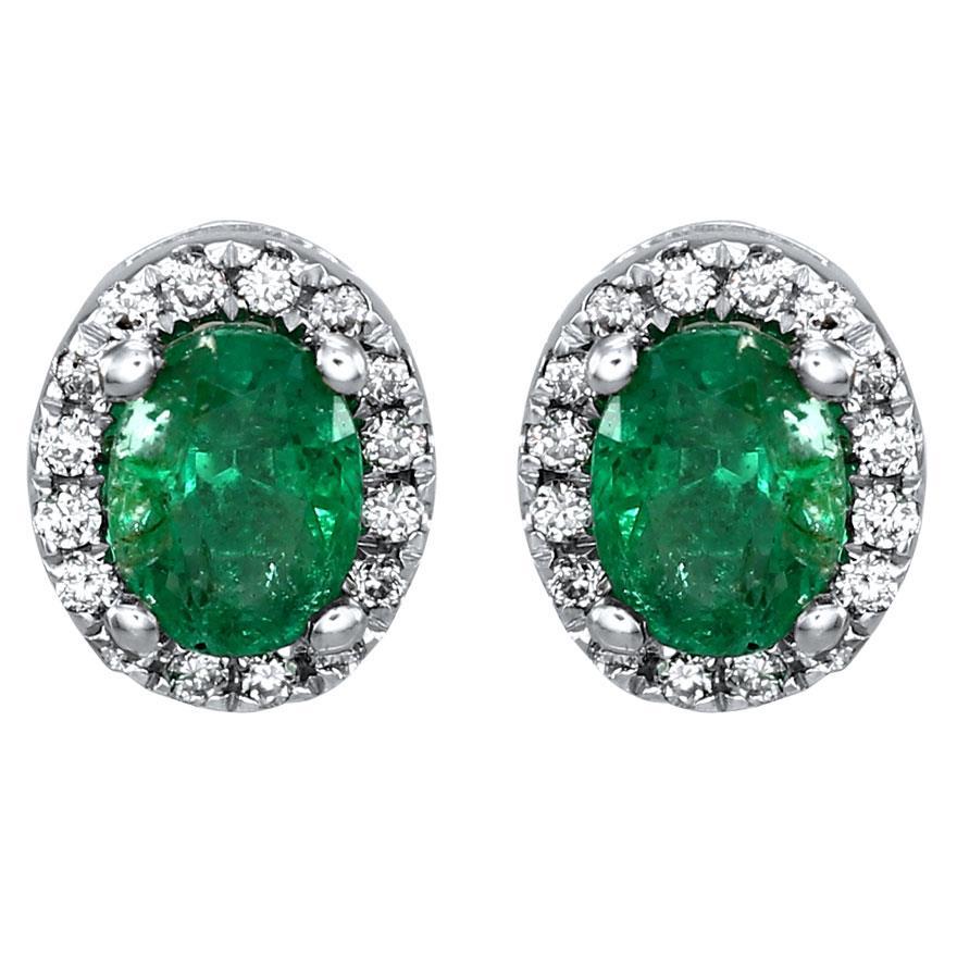 Grün Smaragd Mit Diamanten 5,90 Karat Ohrstecker Halo Ohrringe Weißgold