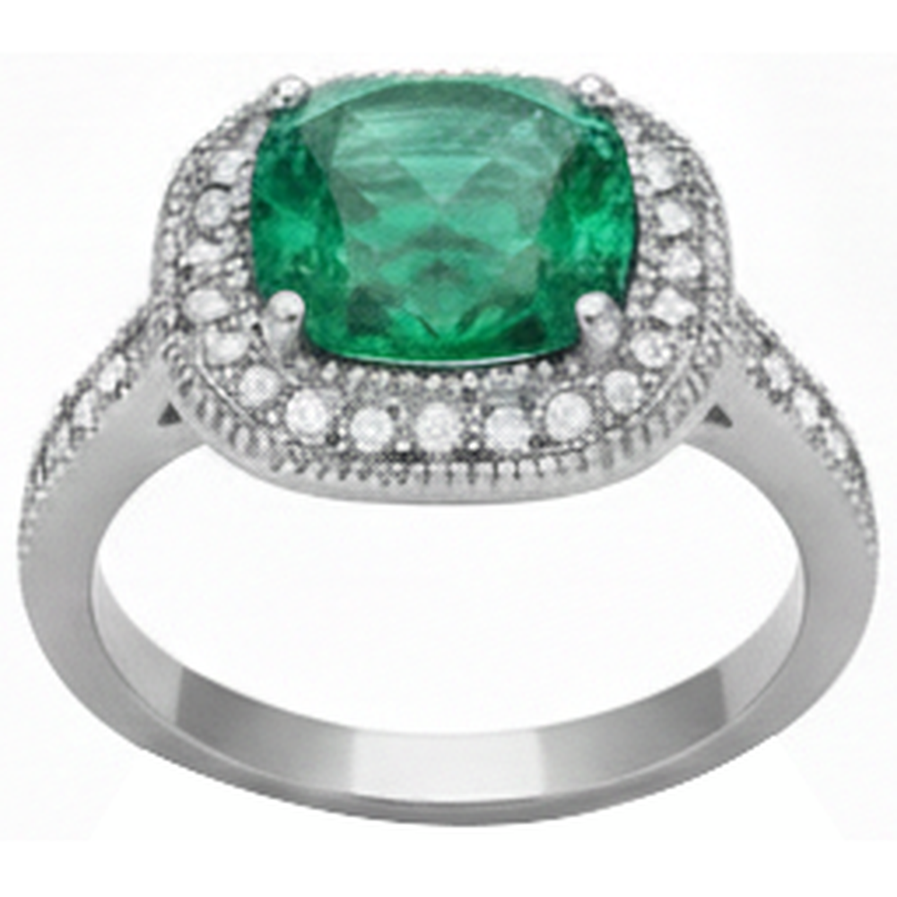 echter round smaragd 6.5Karat ring Draufsicht