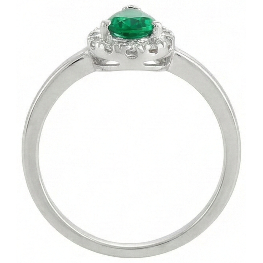 Grün Smaragd Und Aus der Erde Abgebauter Natürlicher Diamanten 5 Kt. Jubiläumsring 14K Weißgold Neu