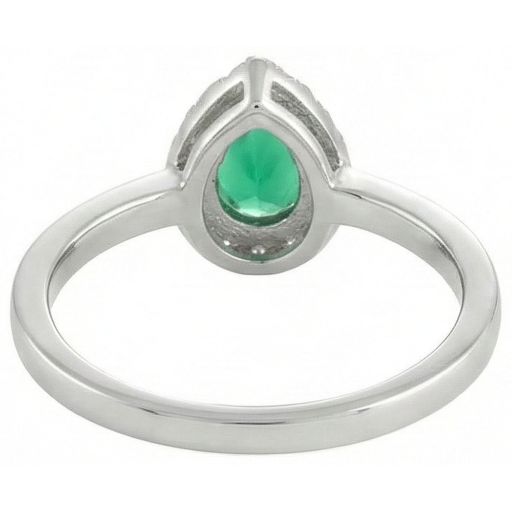 Grün Smaragd Und Aus der Erde Abgebauter Natürlicher Diamanten 5 Kt. Jubiläumsring 14K Weißgold Neu