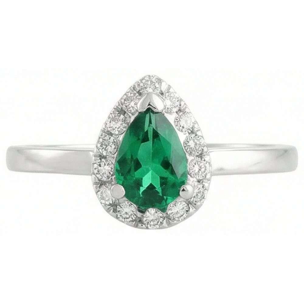 Grün Smaragd Und Aus der Erde Abgebauter Natürlicher Diamanten 5 Kt. Jubiläumsring 14K Weißgold Neu