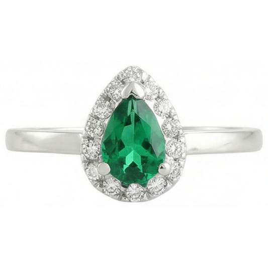 Grün Smaragd Und Aus der Erde Abgebauter Natürlicher Diamanten 5 Kt. Jubiläumsring 14K Weißgold Neu