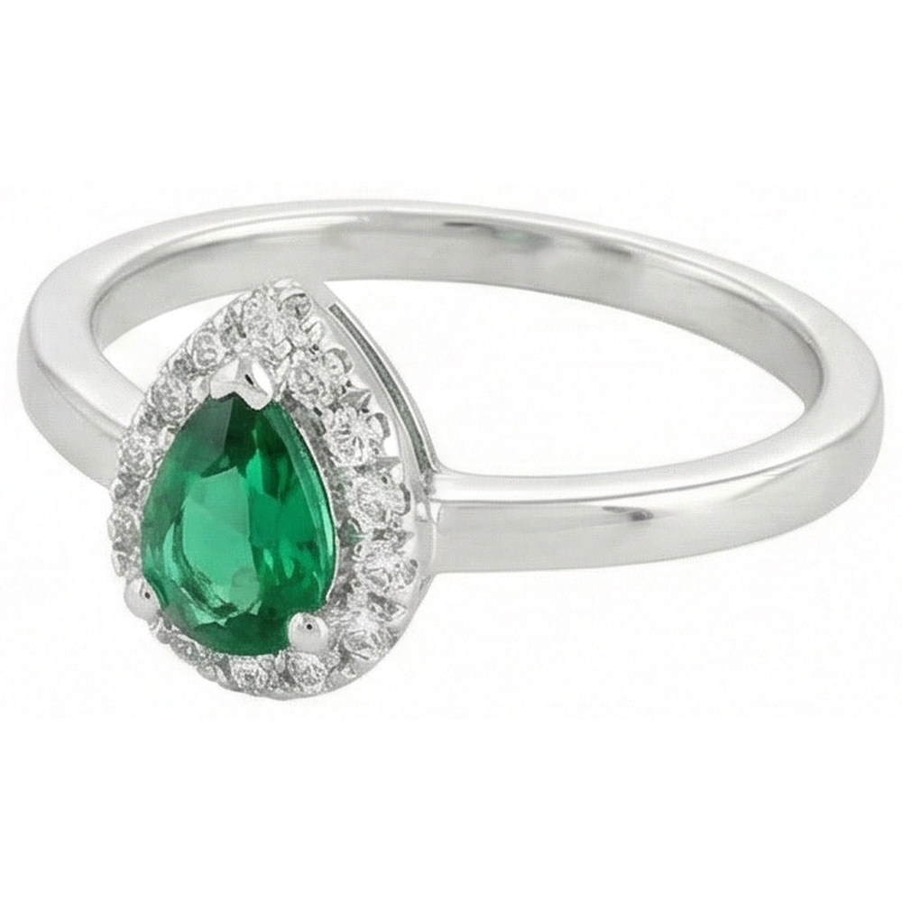 Grün Smaragd Und Aus der Erde Abgebauter Natürlicher Diamanten 5 Kt. Jubiläumsring 14K Weißgold Neu