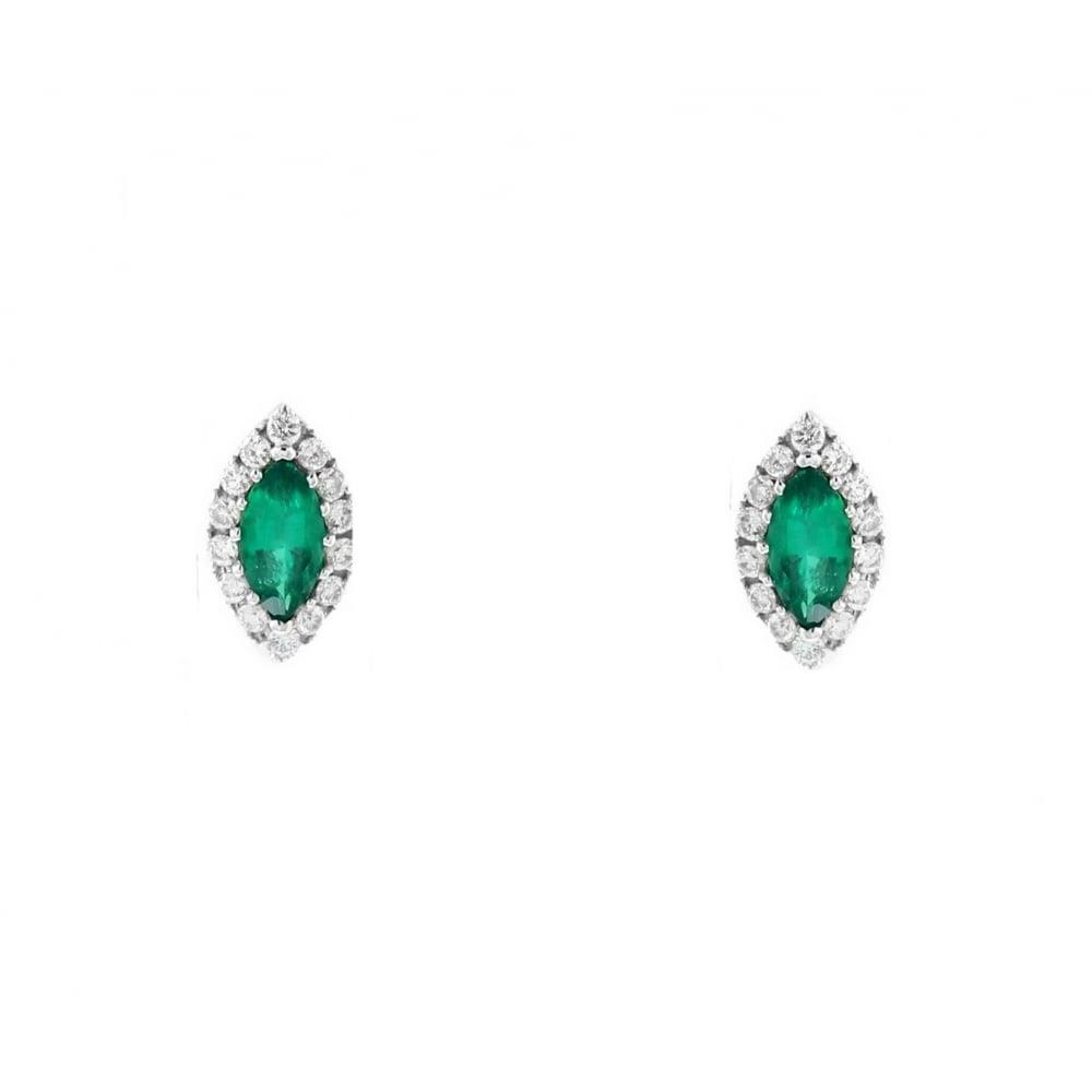 Grün Smaragd im Marquise-Schliff mit runden Diamanten 4.28 Karat Ohrstecker