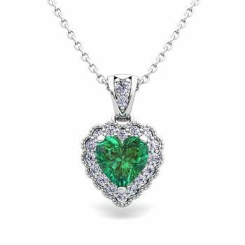 Grün Smaragd mit Diamant-Edelstein-Anhänger 2.85 Karat Weißgold 14K