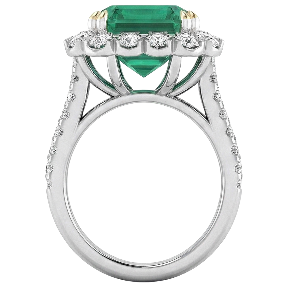 Grün Smaragd-Aus der Erde Abgebauter Natürlicher Diamant-Ring