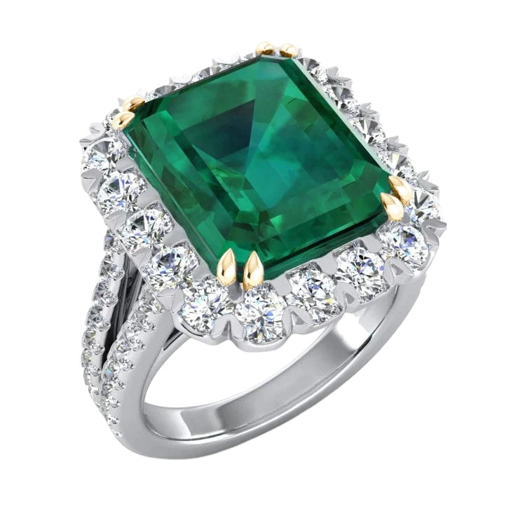 Grün Smaragd-Aus der Erde Abgebauter Natürlicher Diamant-Ring