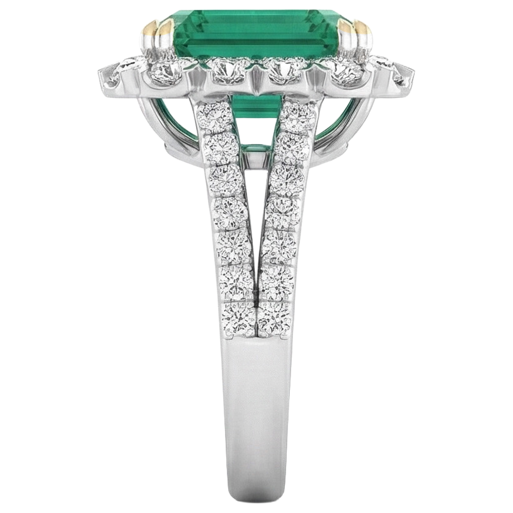 Grün Smaragd-Aus der Erde Abgebauter Natürlicher Diamant-Ring