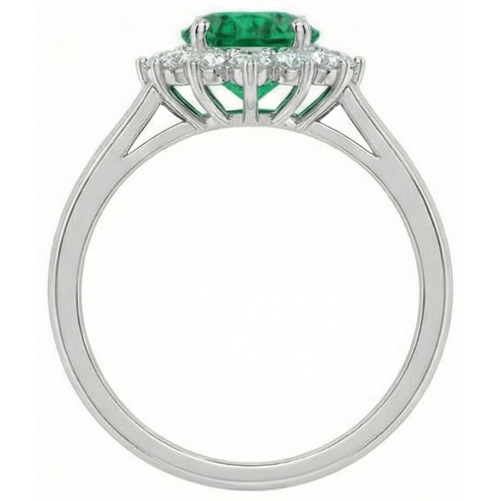 Grüne Smaragd und Aus der Erde Abgebauter Natürlicher Diamant Ehering 3,50 Karat Goldschmuck