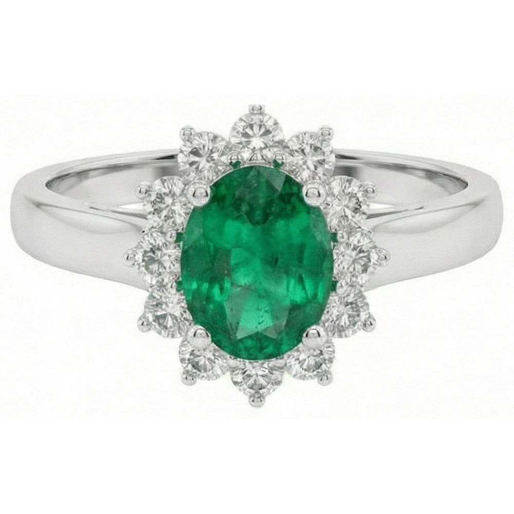 Grüne Smaragd und Aus der Erde Abgebauter Natürlicher Diamant Ehering 3,50 Karat Goldschmuck