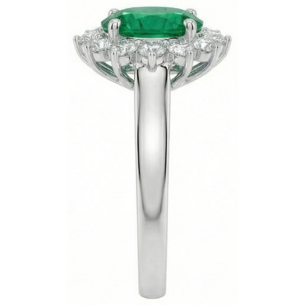 Grüne Smaragd und Aus der Erde Abgebauter Natürlicher Diamant Ehering 3,50 Karat Goldschmuck