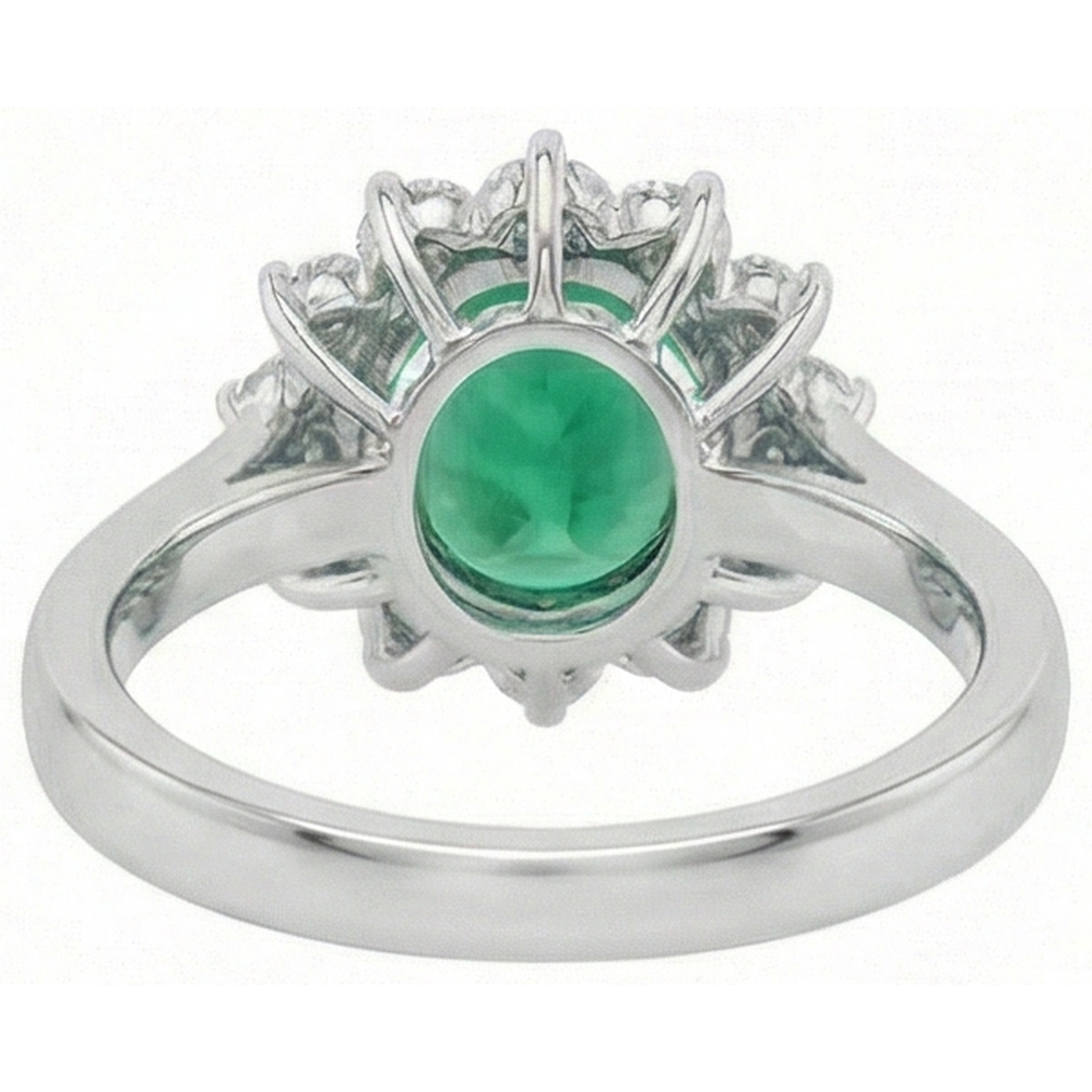 Grüne Smaragd und Aus der Erde Abgebauter Natürlicher Diamant Ehering 3,50 Karat Goldschmuck