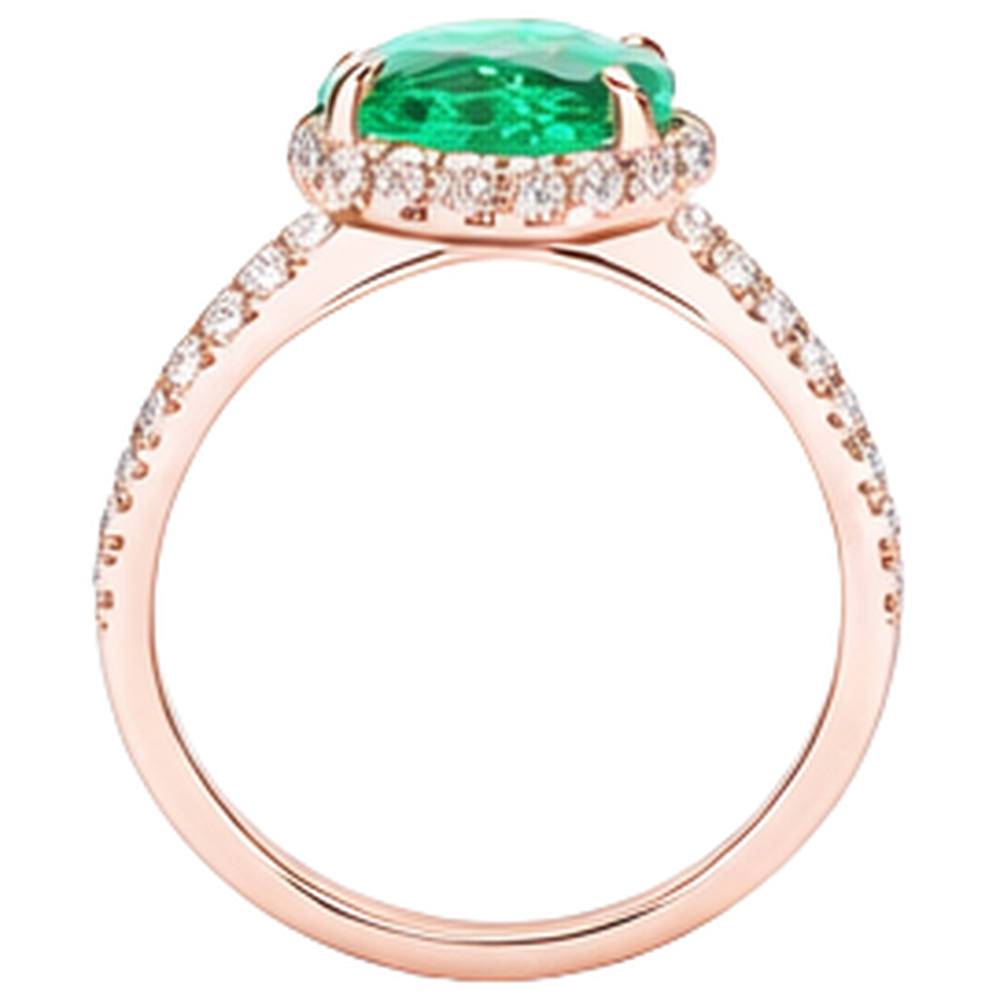 Grüner Ehering mit Smaragd und Aus der Erde Abgebauter Natürlicher Diamant 5,45 Karat