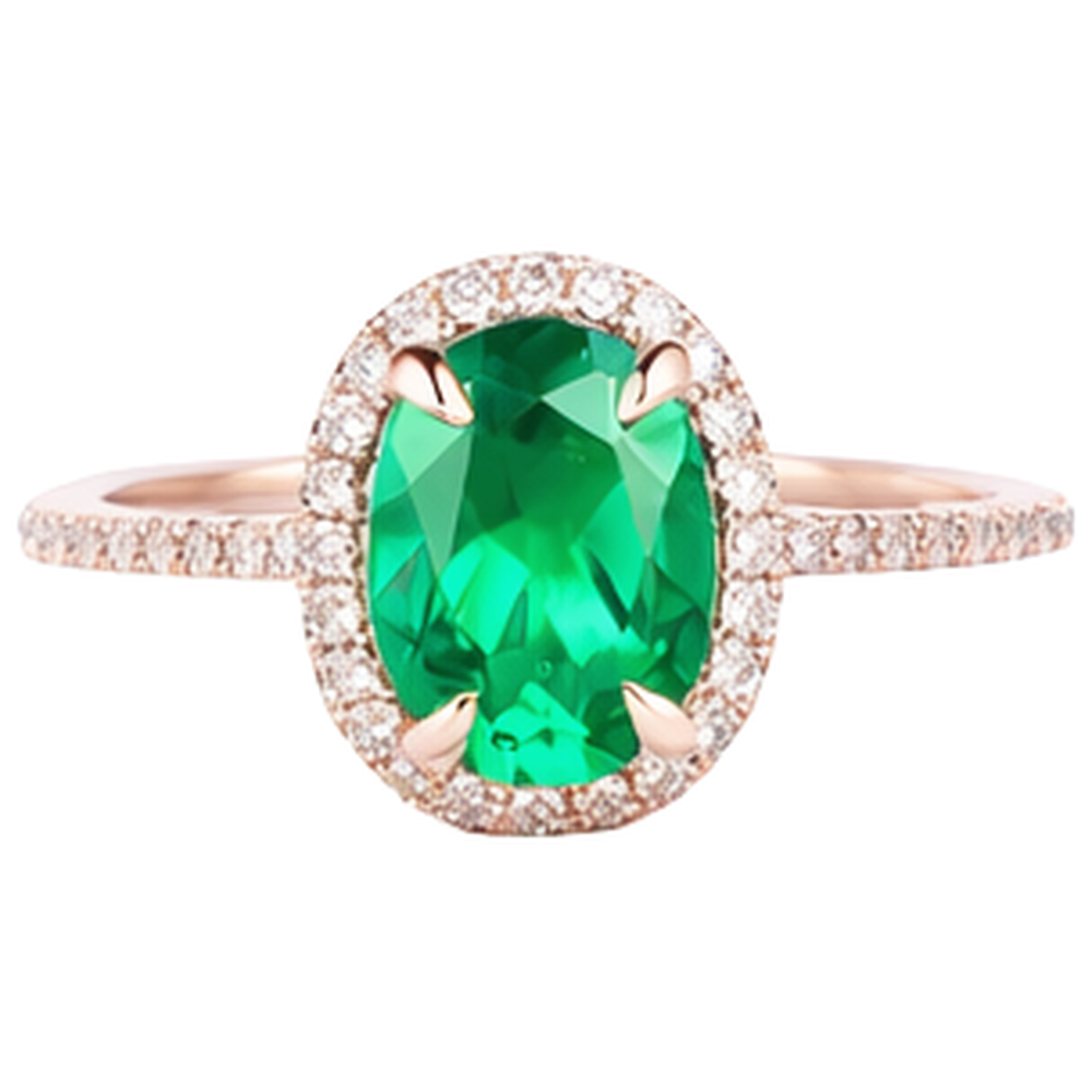 Grüner Ehering mit Smaragd und Aus der Erde Abgebauter Natürlicher Diamant 5,45 Karat