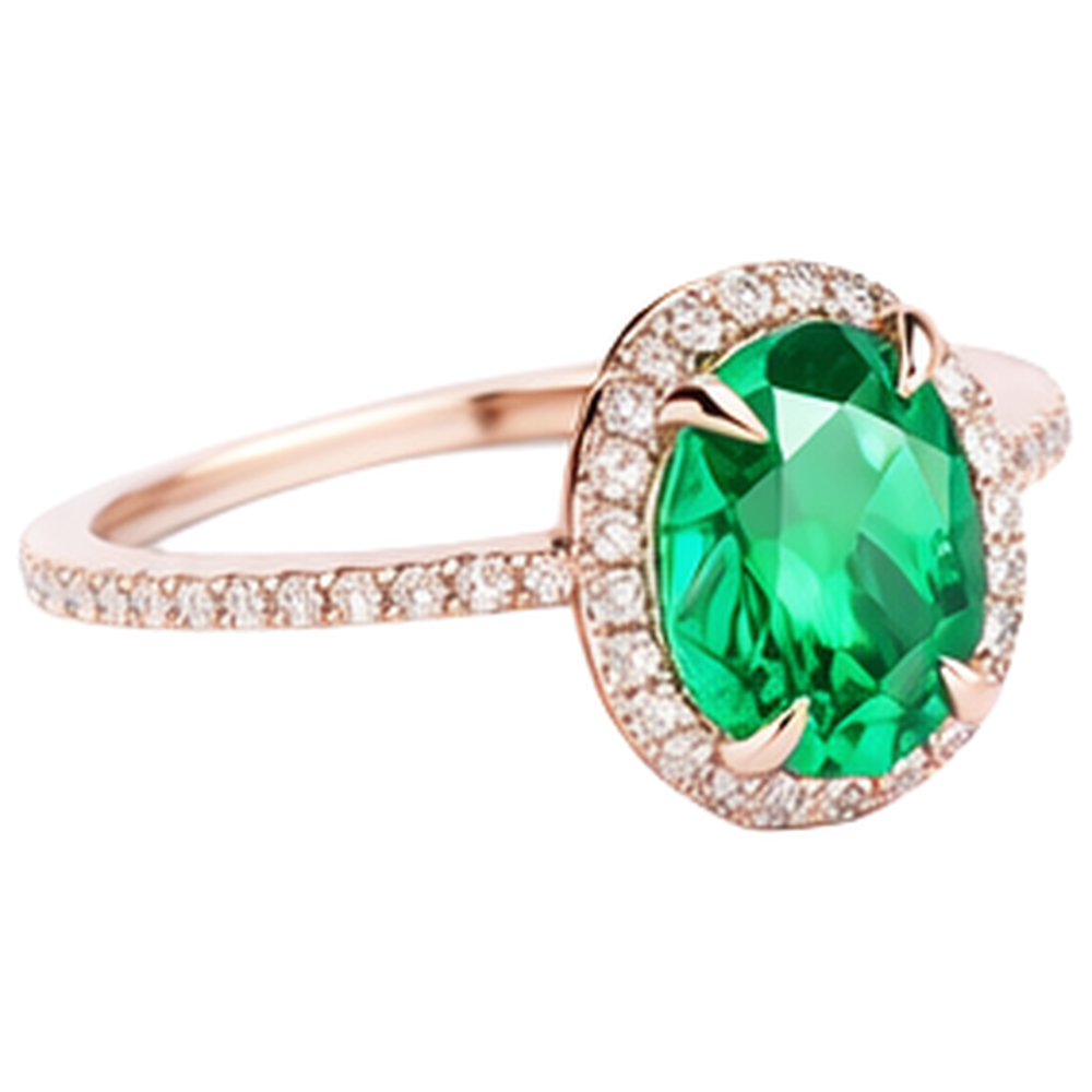 Grüner Ehering mit Smaragd und Aus der Erde Abgebauter Natürlicher Diamant 5,45 Karat