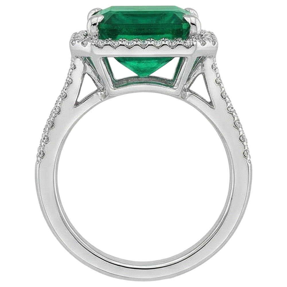 Grüner Smaragd-Aus der Erde Abgebauter Natürlicher Diamant-Edelstein-Verlobungsring 10.50 Karat WG 14K