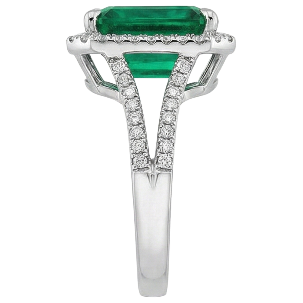 Grüner Smaragd-Aus der Erde Abgebauter Natürlicher Diamant-Edelstein-Verlobungsring 10.50 Karat WG 14K