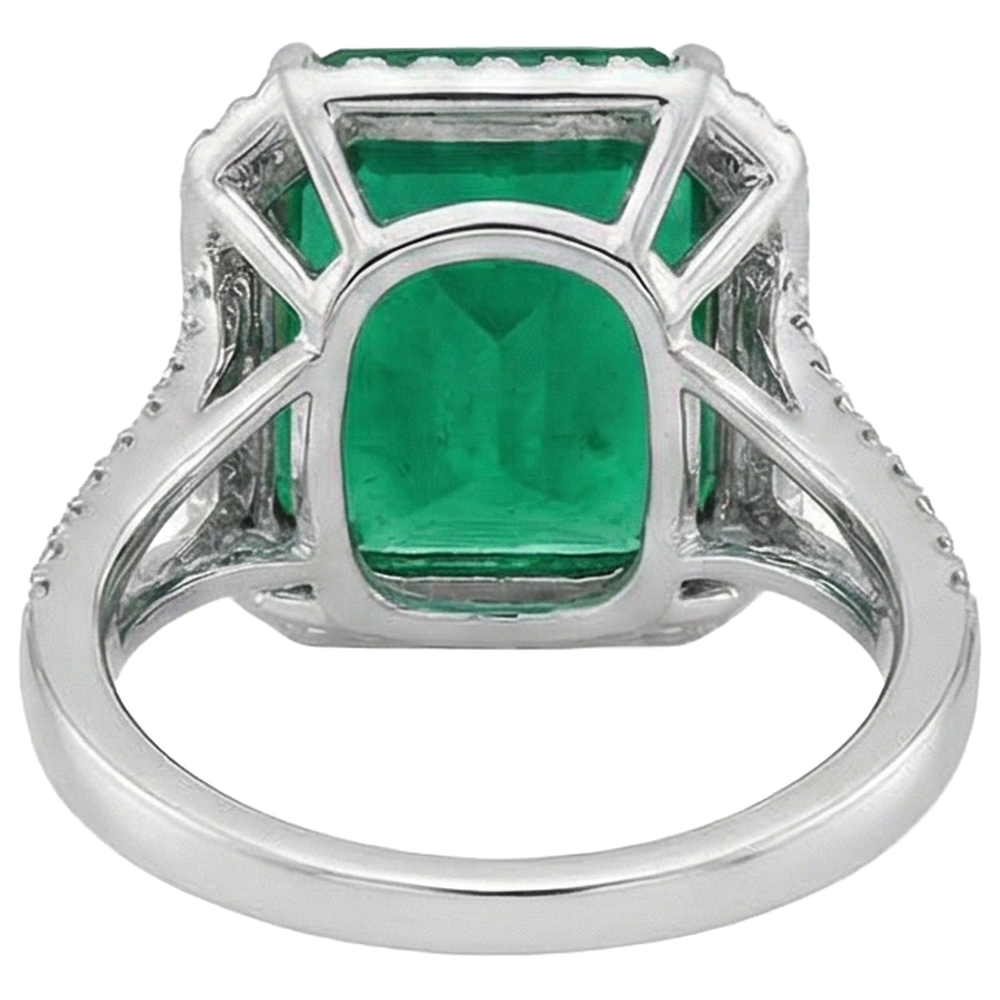 Grüner Smaragd-Aus der Erde Abgebauter Natürlicher Diamant-Edelstein-Verlobungsring 10.50 Karat WG 14K