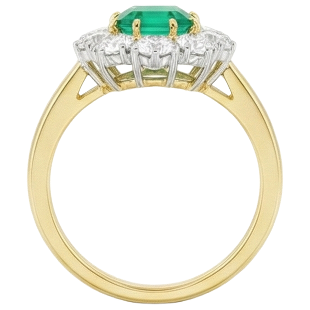 Grüner Smaragd Aus der Erde Abgebauter Natürlicher Diamant Ehering Gold 14K