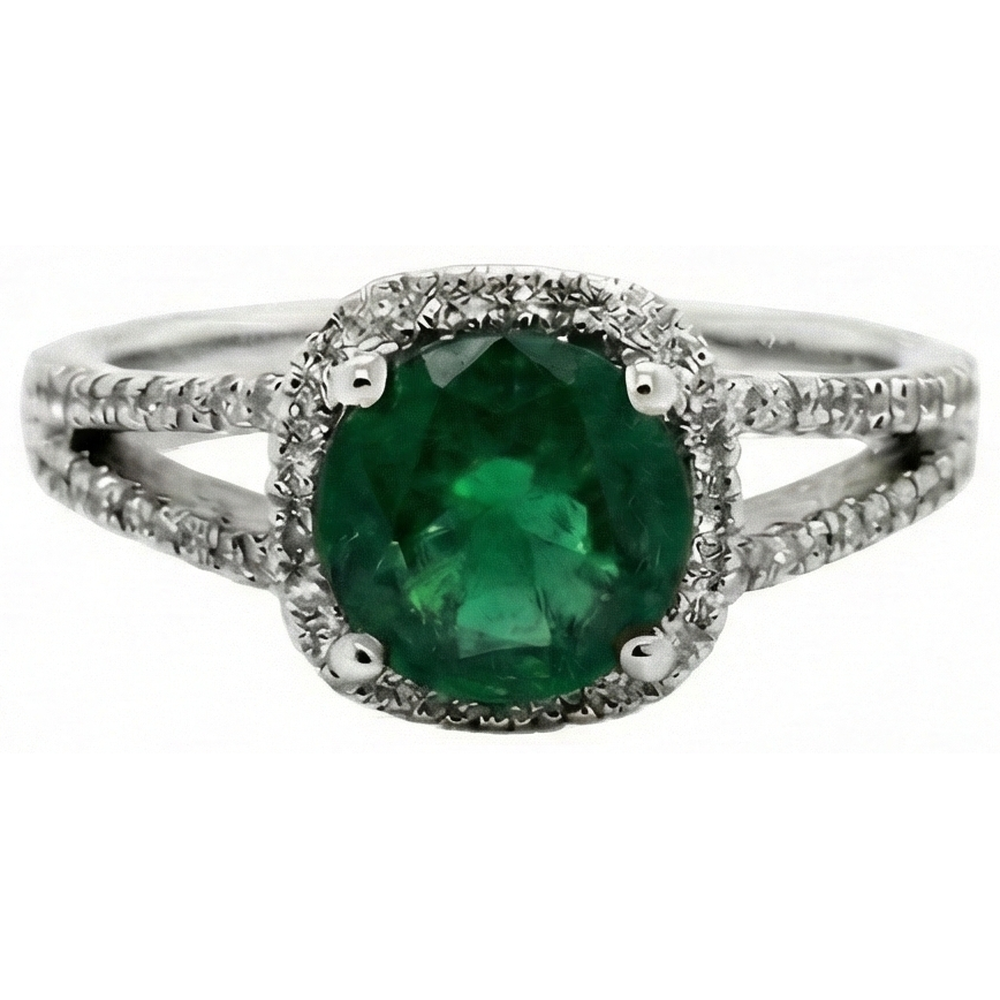 Grüner Smaragd-Aus der Erde Abgebauter Natürlicher Diamant-Ring mit 6,55 ct im Rundschliff Weißgold 14K