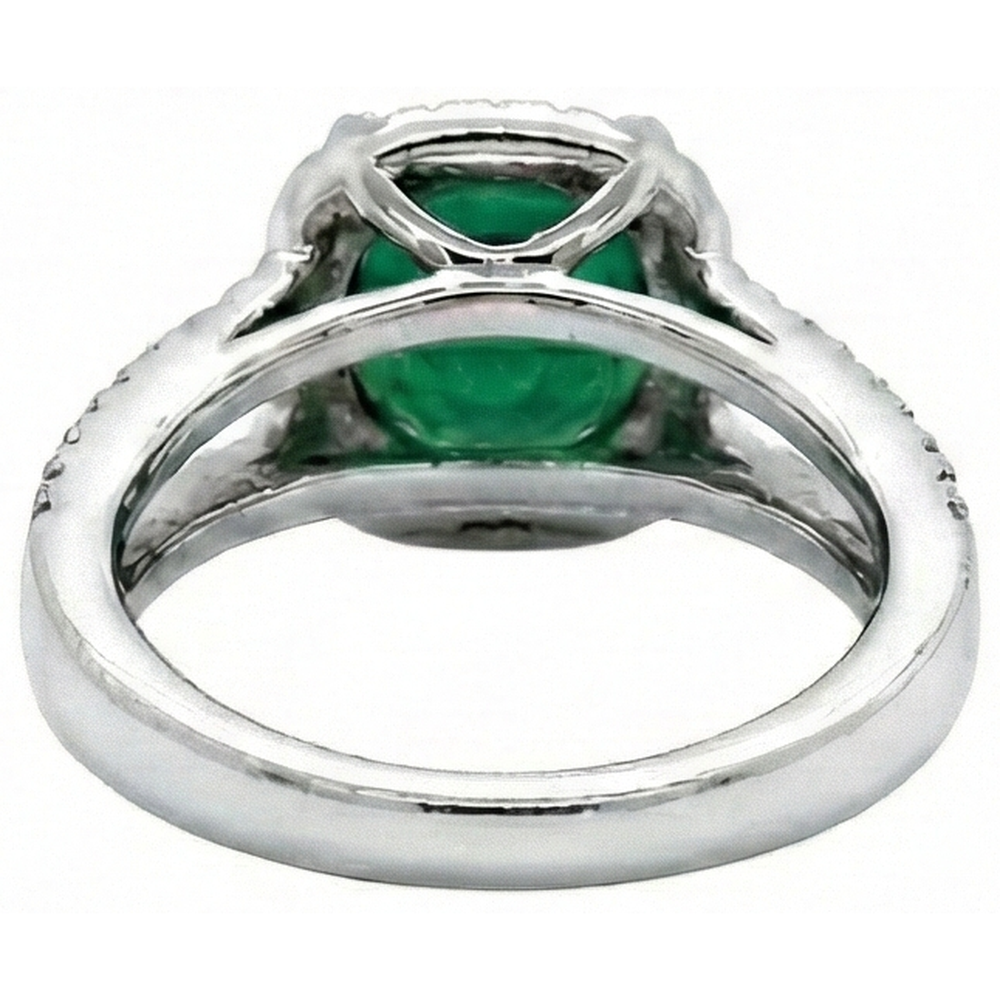 Grüner Smaragd-Aus der Erde Abgebauter Natürlicher Diamant-Ring mit 6,55 ct im Rundschliff Weißgold 14K