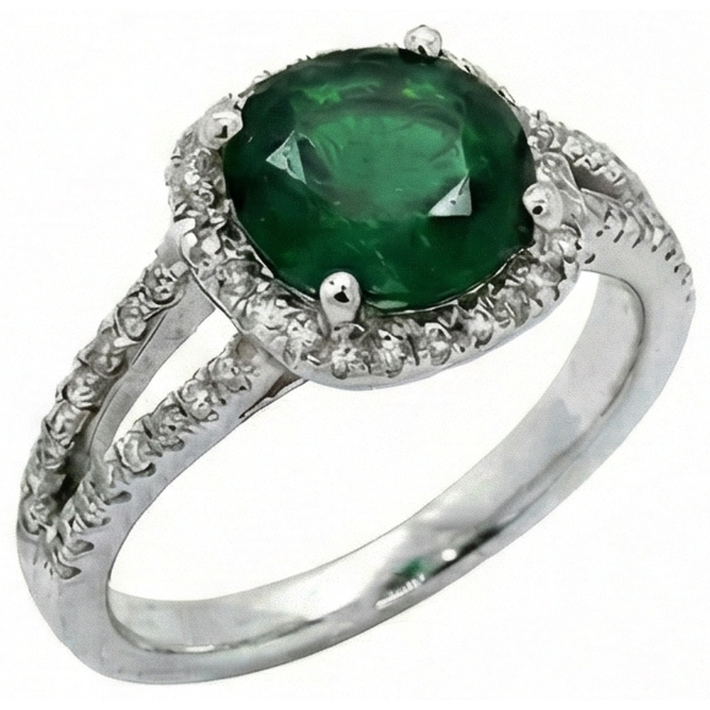 Grüner Smaragd-Aus der Erde Abgebauter Natürlicher Diamant-Ring mit 6,55 ct im Rundschliff Weißgold 14K