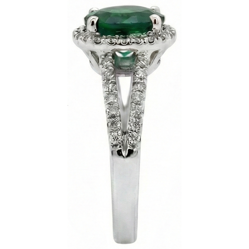Grüner Smaragd-Aus der Erde Abgebauter Natürlicher Diamant-Ring mit 6,55 ct im Rundschliff Weißgold 14K