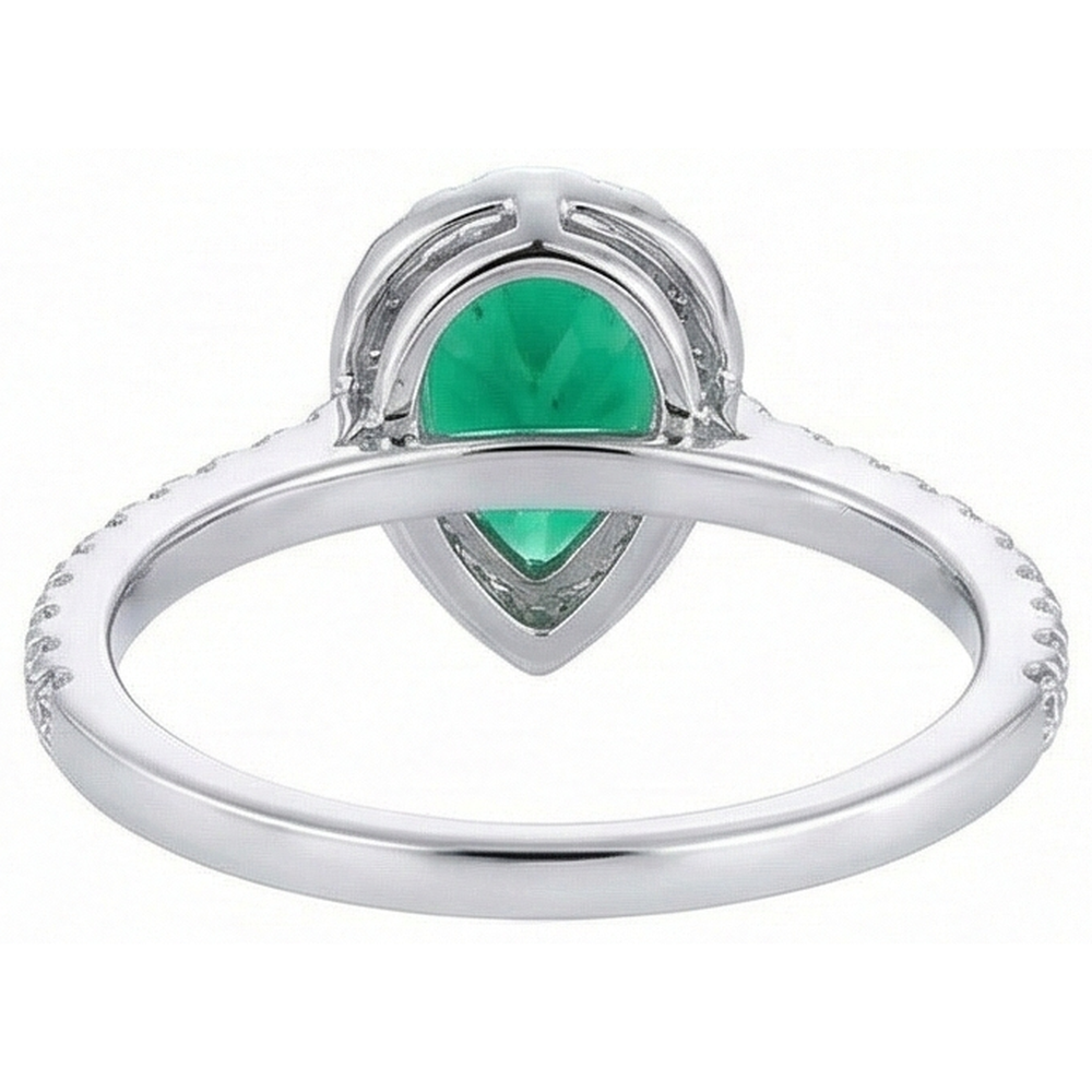 Grüner-Smaragd-Birnen-Edelstein-Ring Weißgold 14K 5,35 Karat
