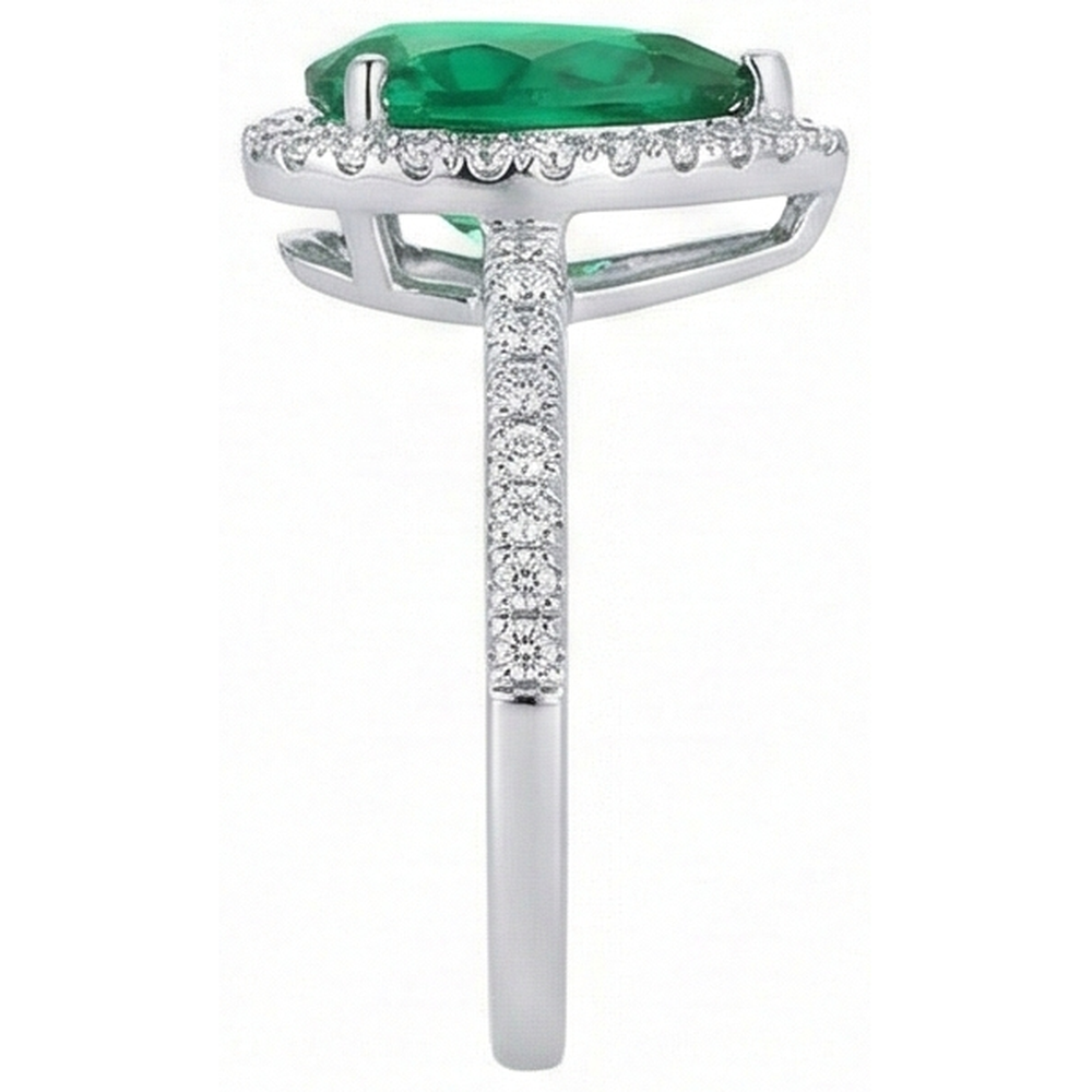 Grüner-Smaragd-Birnen-Edelstein-Ring Weißgold 14K 5,35 Karat