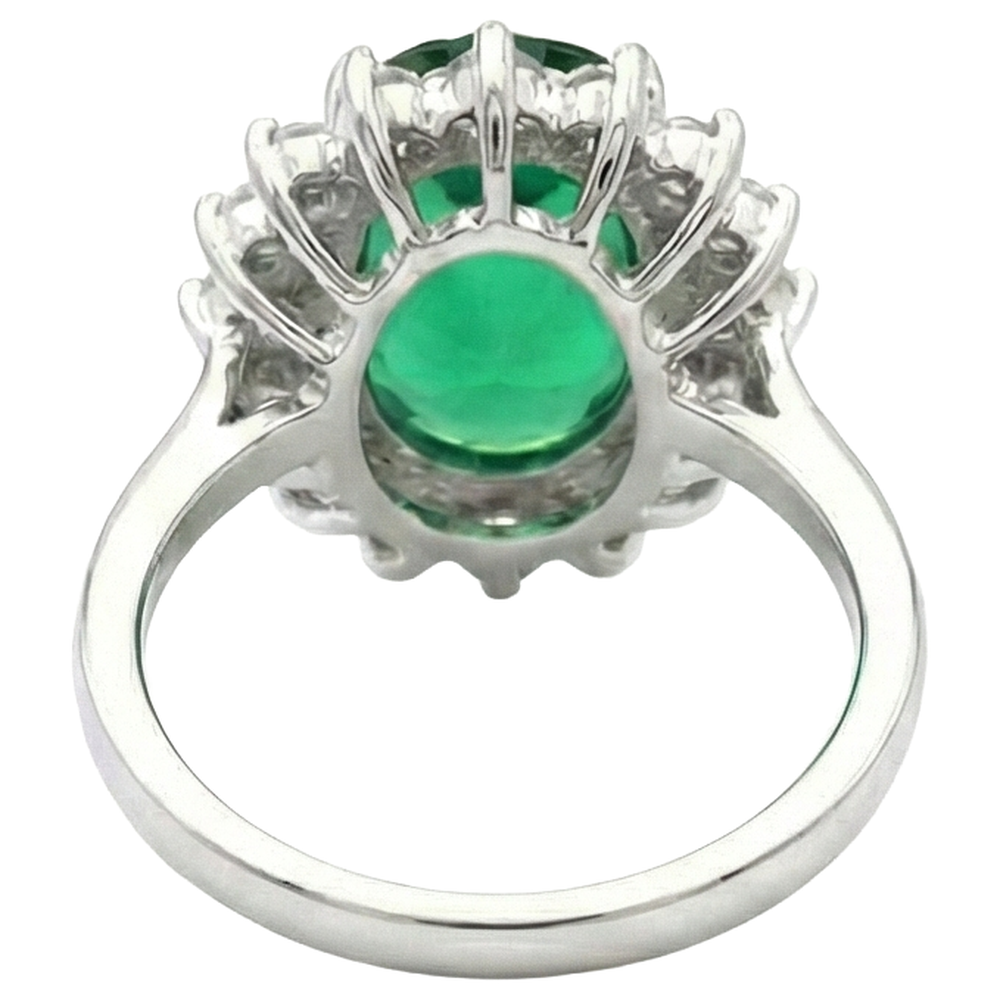 Grüner Smaragd-Halo-Verlobungsring