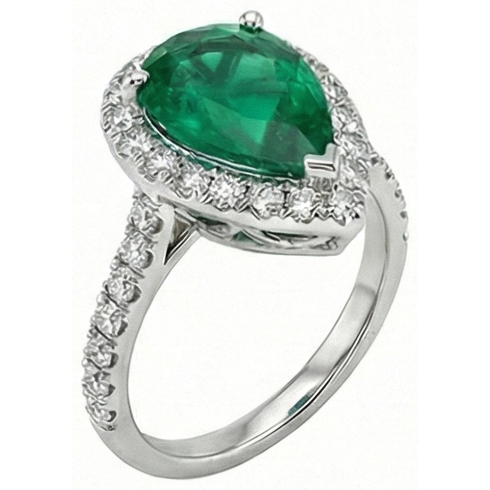 echter round smaragd 3.75Karat ring Detailansicht