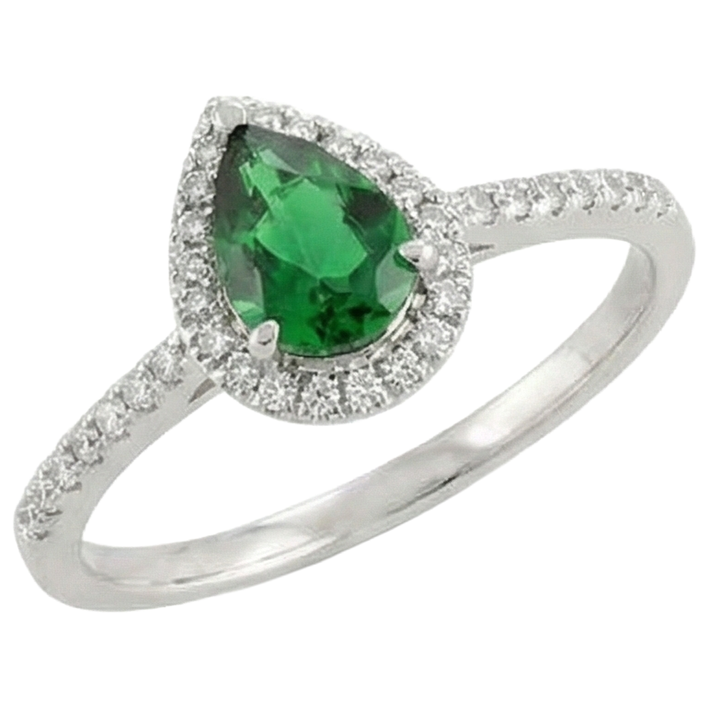 Grüner Smaragd mit weißen Aus der Erde Abgebauter Natürlicher Diamanten 5.70 ct. Ring 14K Weißgold 14K