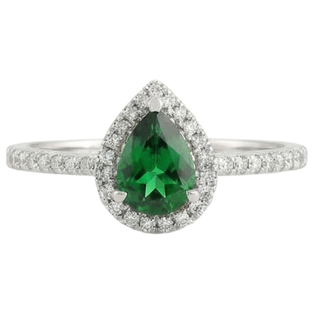 Grüner Smaragd mit weißen Aus der Erde Abgebauter Natürlicher Diamanten 5.70 ct. Ring 14K Weißgold 14K