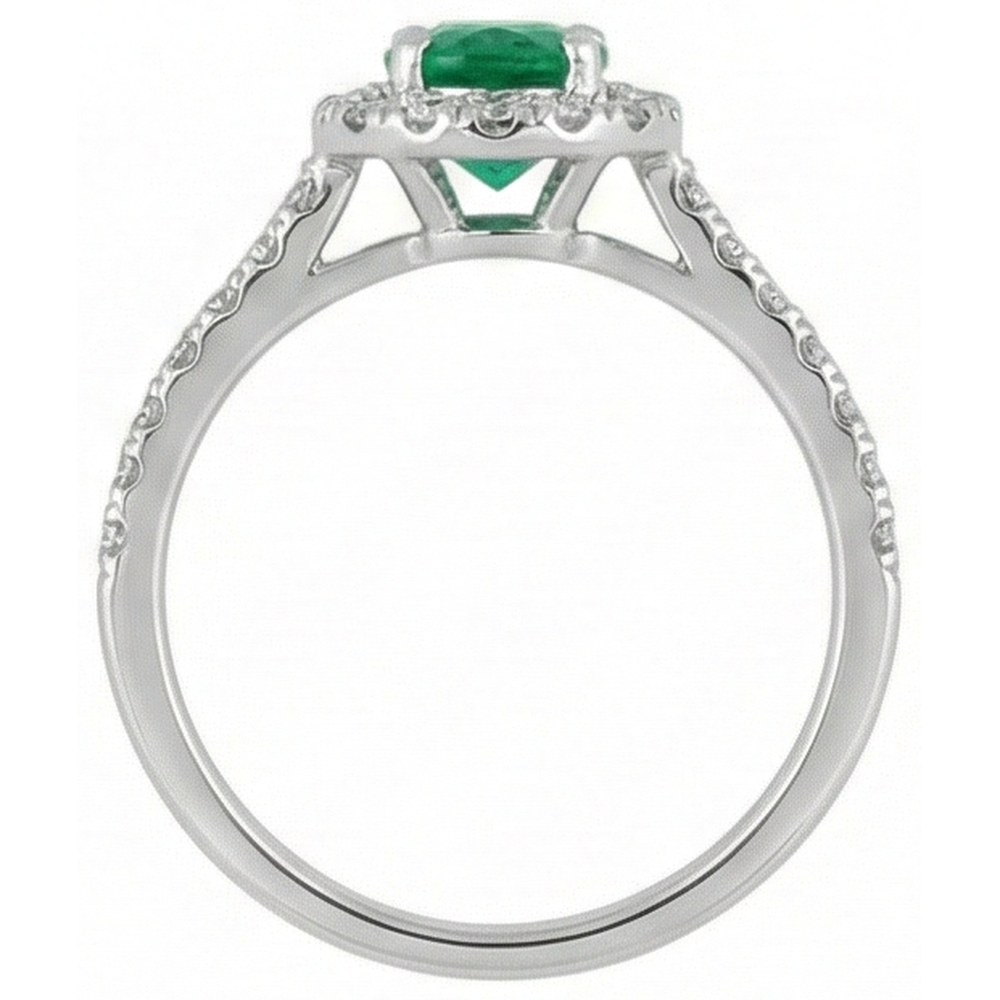 Grüner Smaragd und Aus der Erde Abgebauter Natürlicher Diamanten 5,25 Karat Ehering 14K WG