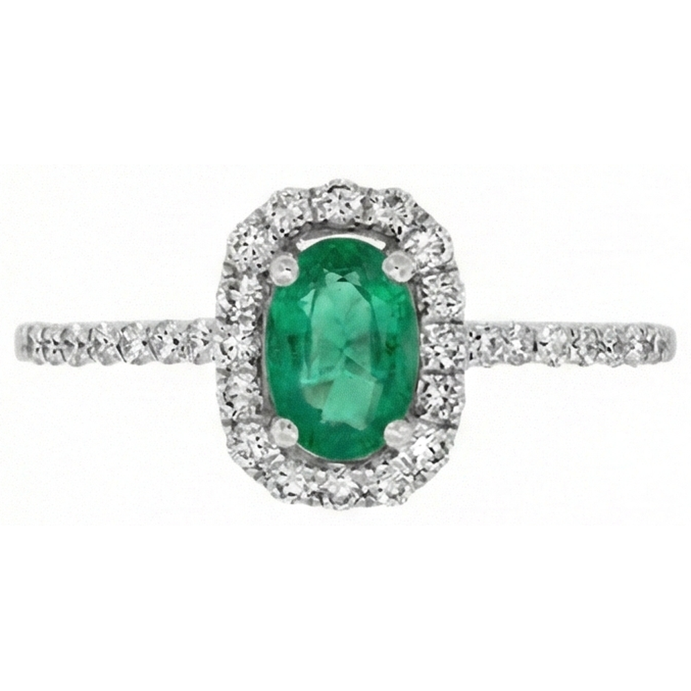 Grüner Smaragd und Aus der Erde Abgebauter Natürlicher Diamanten 5,25 Karat Ehering 14K WG
